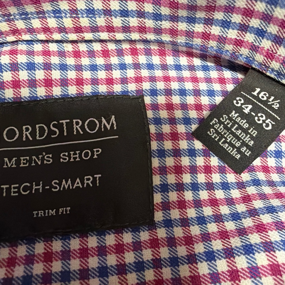 Nordstrom Men's Checkered Shirt - Red and Blue